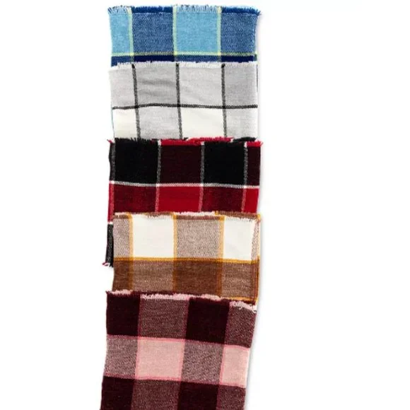 Charter Club Woven Chenille Loop Scarf fringed trim Black Red multi OSFM New - Picture 2 of 6